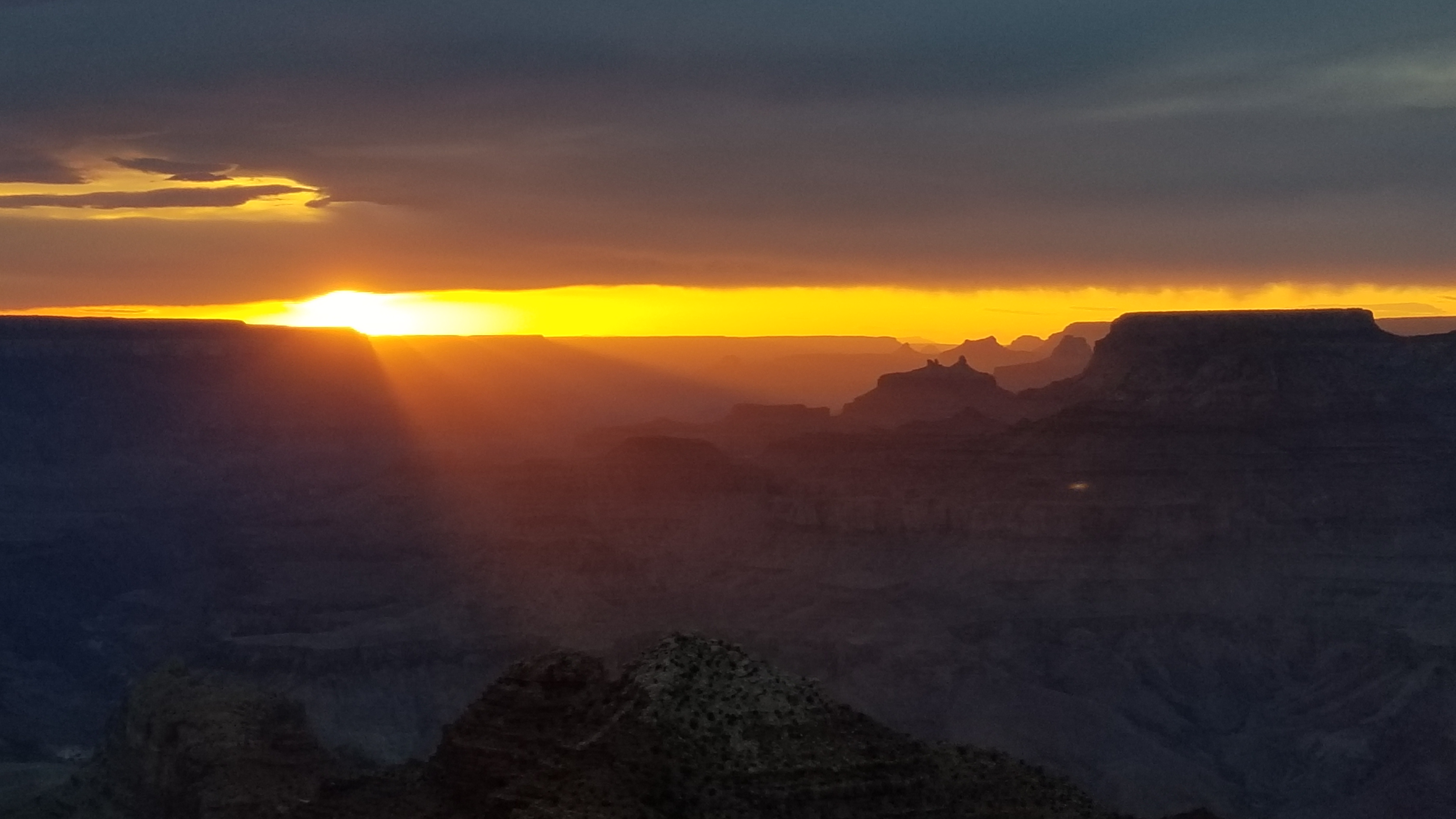 Photo by Kat Heatherington  |  Sunset from the Desert View Watchtower at the Grand Canyon  