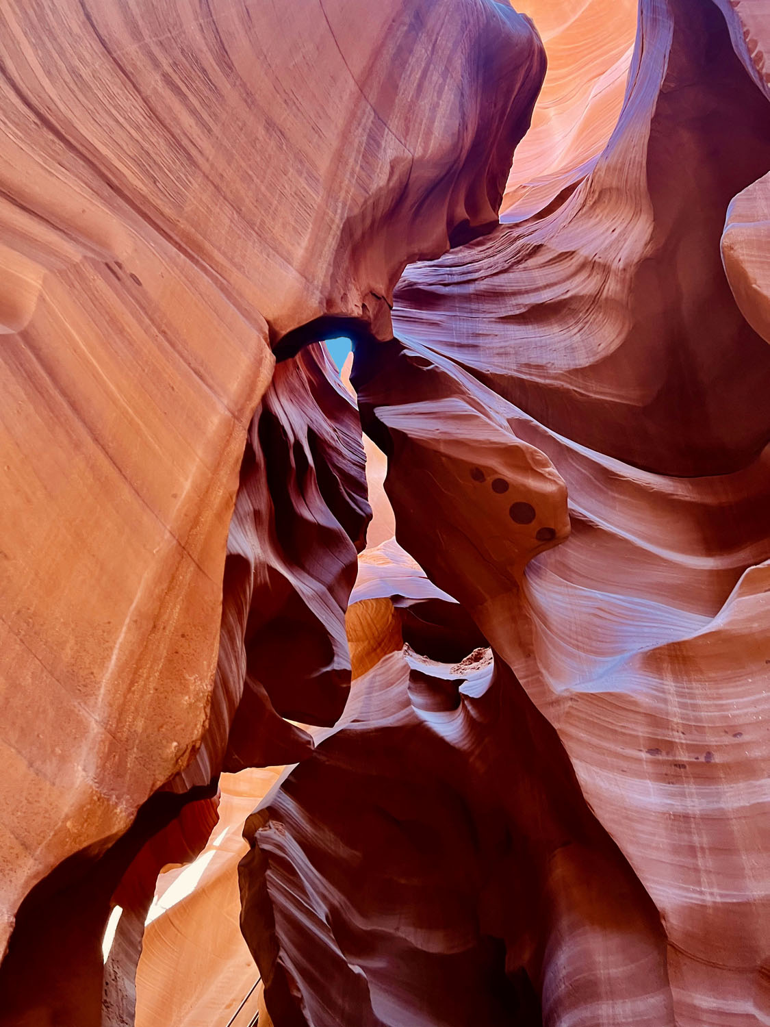 Photo by Jane Mottern  |  Exploring the beautiful red rocks of the Lower Antelope Canyon near Page is Arizona