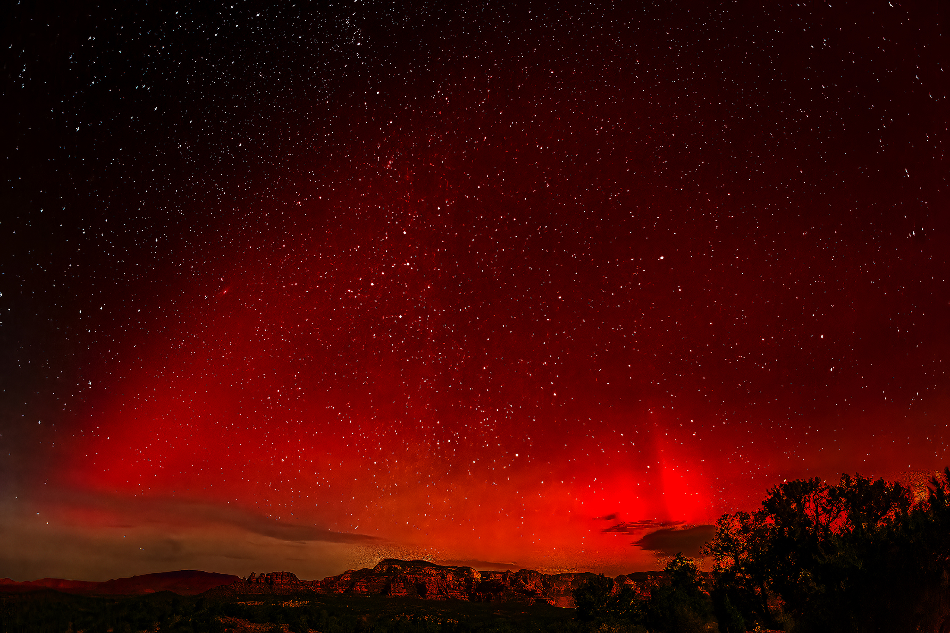 Photo by Susie Reed  |  After a long night of shooting auroras above Sedona, my photographer’s instinct said to make one last stop at the Cultural Park on my way home around 3:00 AM. I’m glad I did! 