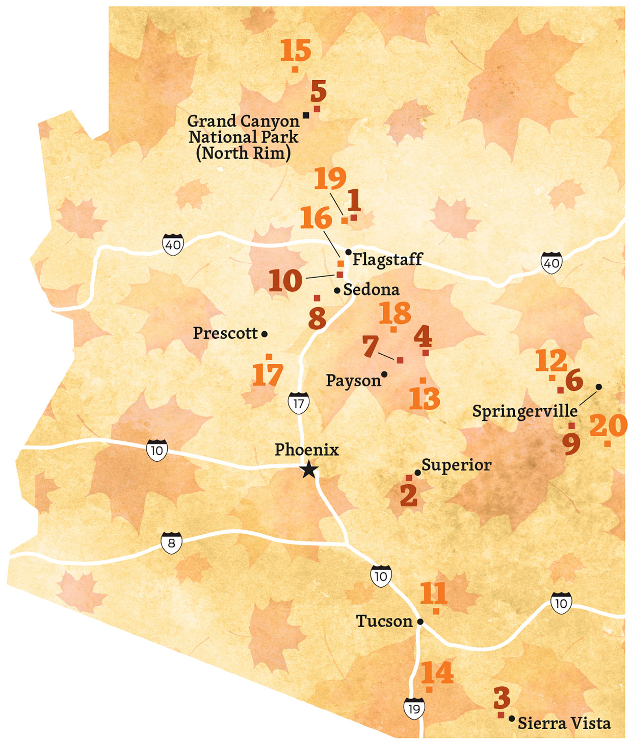 Arizona Fall Foliage Map