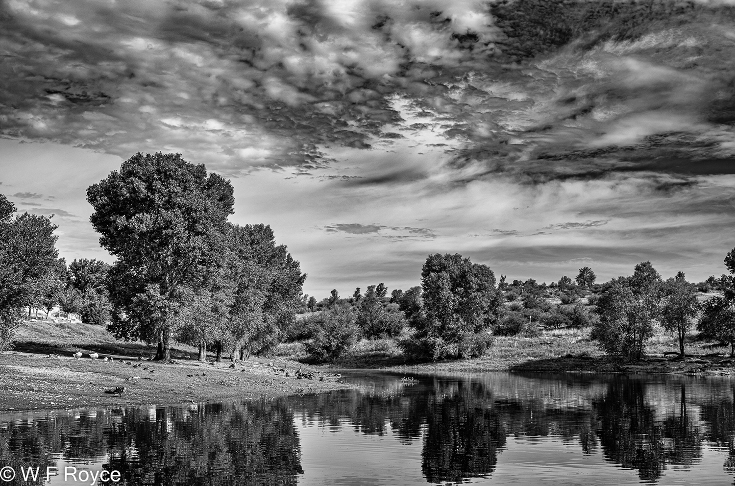 Photograph by Black and White Wednesday: Dramatic clouds and reflections mark a view of Watson Lake, near Prescott.