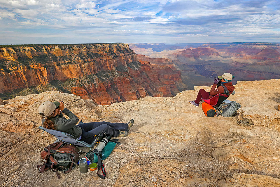 The expansive view from the South Rim’s Yaki Point makes it ideal for spotting raptors at the Canyon. HawkWatch International has conducted seasonal observation at Yaki Point since 1997.  Photograph: National Park Service