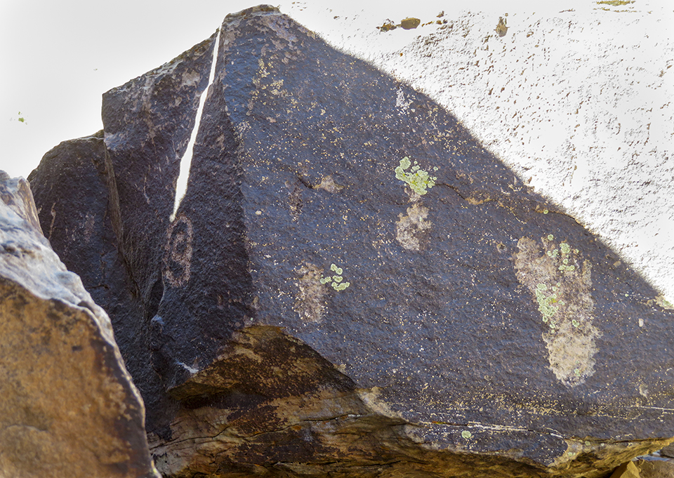 This sequence of photos shows how a sliver of sunlight interacts with a petroglyph at Puerco Pueblo, part of Petrified Forest National Park, during the summer solstice. There are numerous such solstice markers in the park. Photos courtesy National Park Service
