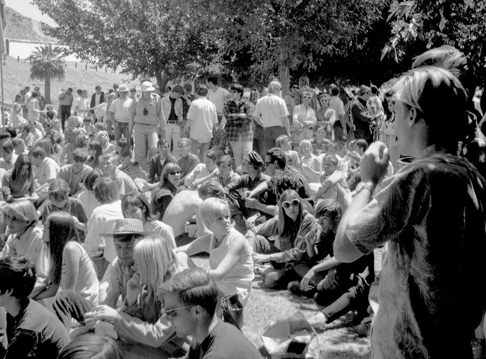 In the 1960s, people often converged on Tempe Beach Park for love-ins, such as this one in April 1967. Love-ins were a staple of the hippie counterculture of the ’60s | TEMPE HISTORY MUSEUM