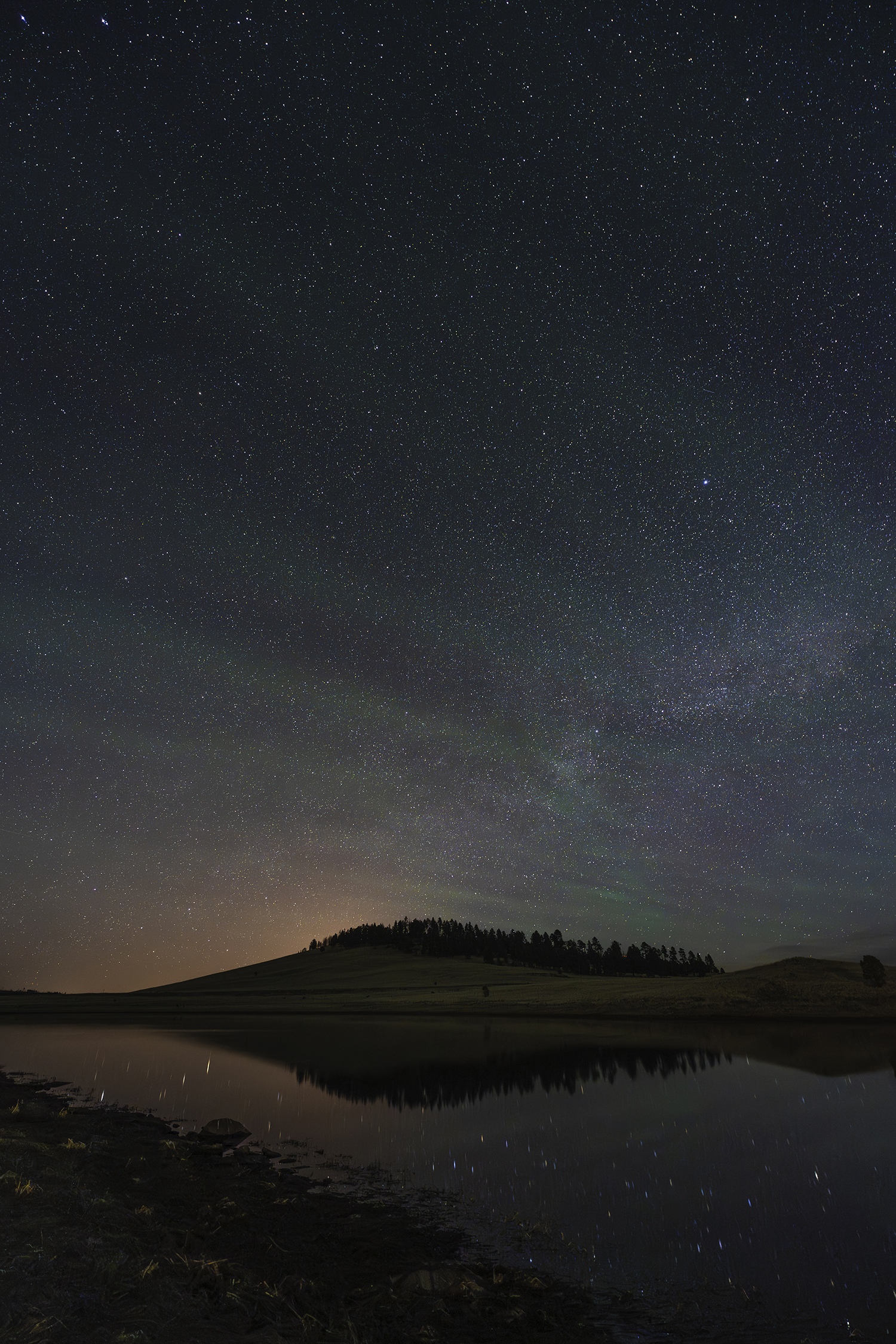 Stars fill the night sky over Crescent Lake, a reservoir in the White Mountains. By Christian Garcia
