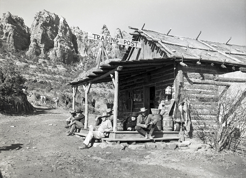 Sedona’s rocks loom behind a set used in 1951’s The Redhead and the Cowboy, which starred Glenn Ford. By Bob Bradshaw
