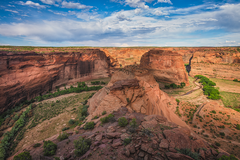 The sun illuminates sandstone walls at Canyon de Chelly National Monument, near Chinle. The monument is jointly managed by the Navajo Nation and the National Park Service, making it a rarity among Park Service sites. By Shane McDermott