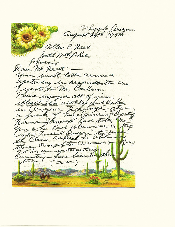 Photo of letter written to Allen C. Reed by Bill Laughery