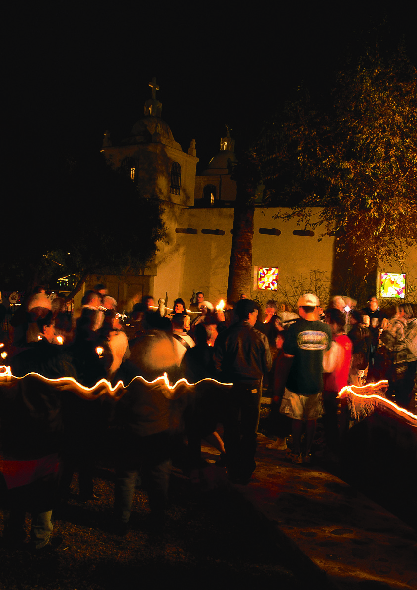 Vocal groups entertain in the courtyard of Our Lady of Guadalupe Church. By Jeff Kida
