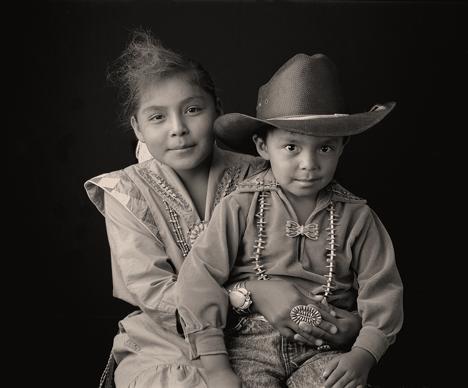 “During a Fourth of July event at the fairgrounds, I set up a black background cloth and recruited as many Navajo subjects as possible over the weekend,” Joel Grimes says. “With the Stash kids, I struck gold.”