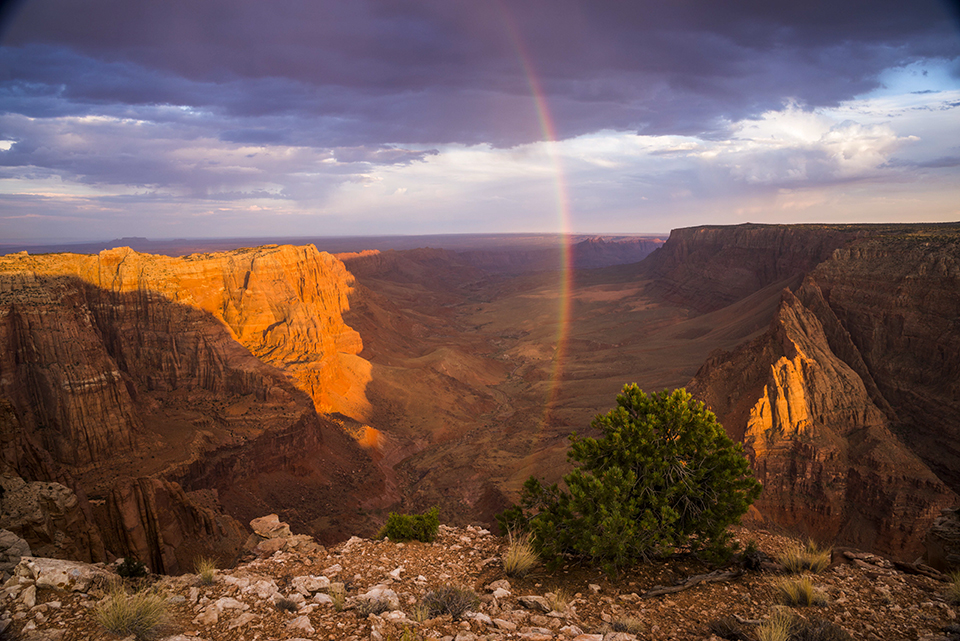A remote overlook offers a view of a rainbow in Northern Arizona’s Paria Canyon. | Gary Ladd