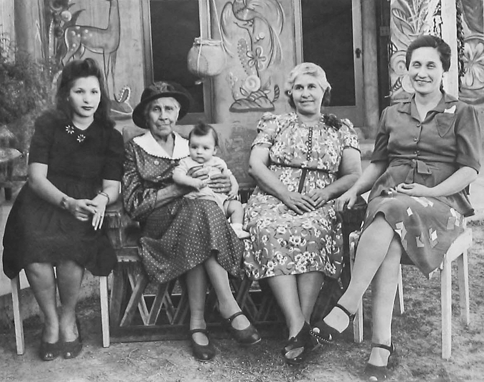 This photo shows five generations of the Elias family, from Inez Elias (second from left) to her great-great-granddaughter. | Tempe History Museum