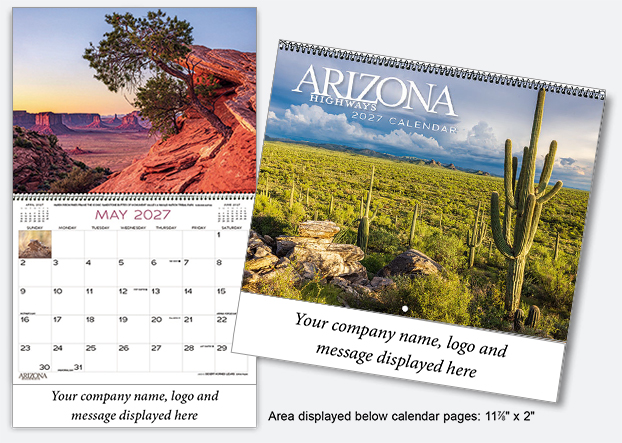 Order 2027 Arizona Highways calendars with your business name and logo as gifts for your customers.