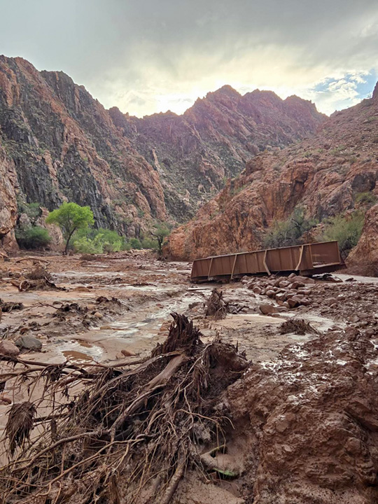 Photograph of flood damage courtesy of Grand Canyon National Park