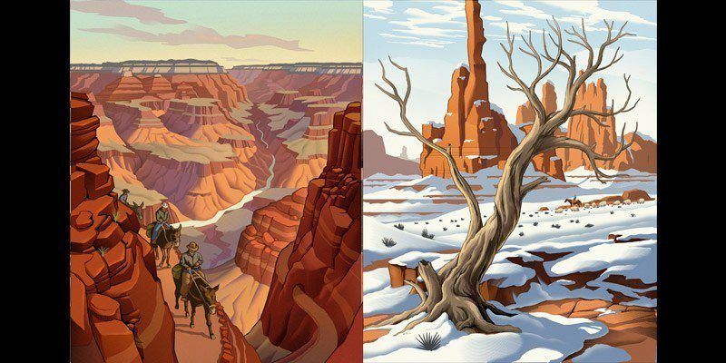 The 2017 Explore Arizona! series began with the Grand Canyon and ended with Monument Valley. | Illustrations by Chris Gall