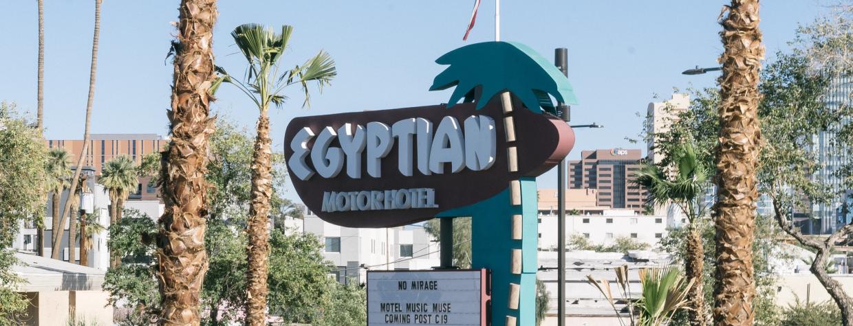 The Egyptian Hotel sign