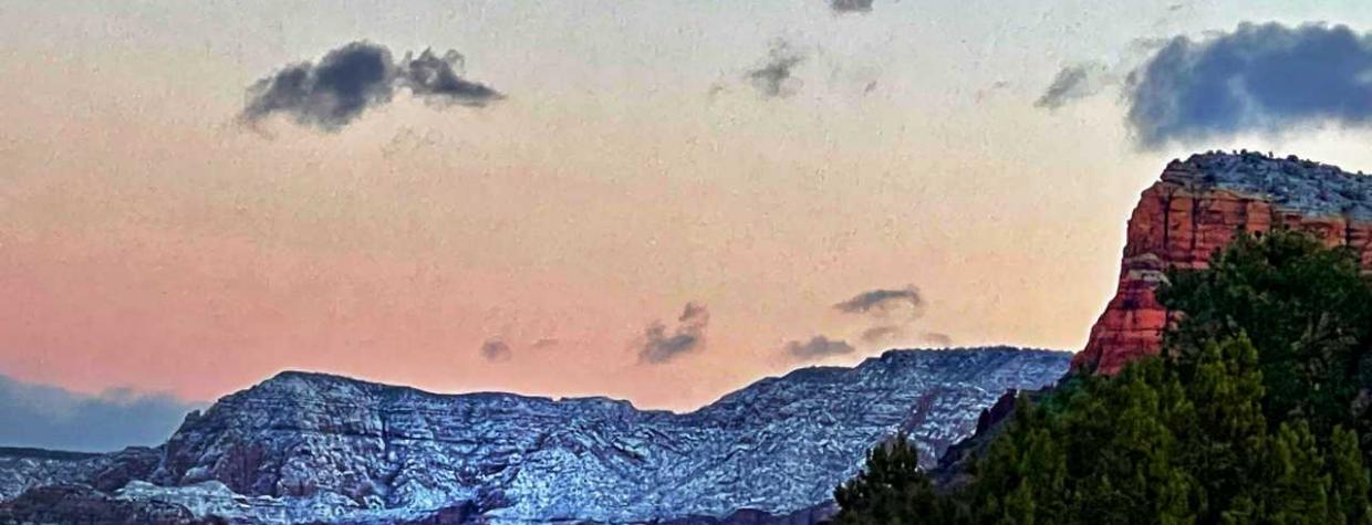 Snow dusts Sedona's red rocks. 