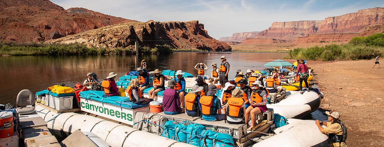 A Grand Canyon motor rafting trip prepares to launch into the Colorado River at Lees Ferry. Photograph by Dawn Kish.
