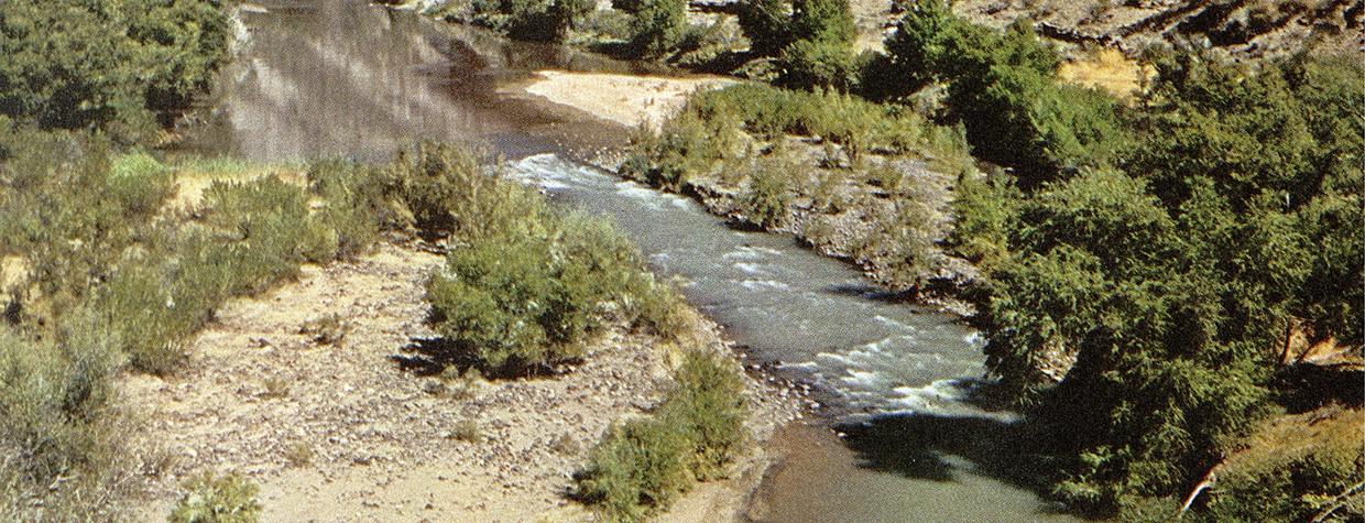 This Allen C. Reed photograph, titled Sun on the River, was one of three color images in our March 1951 story. The caption reads: “This part of the Verde Valley where there are fewer cliffs is typical of the country, which at one time supported a large Indian population living in hilltop pueblos.”