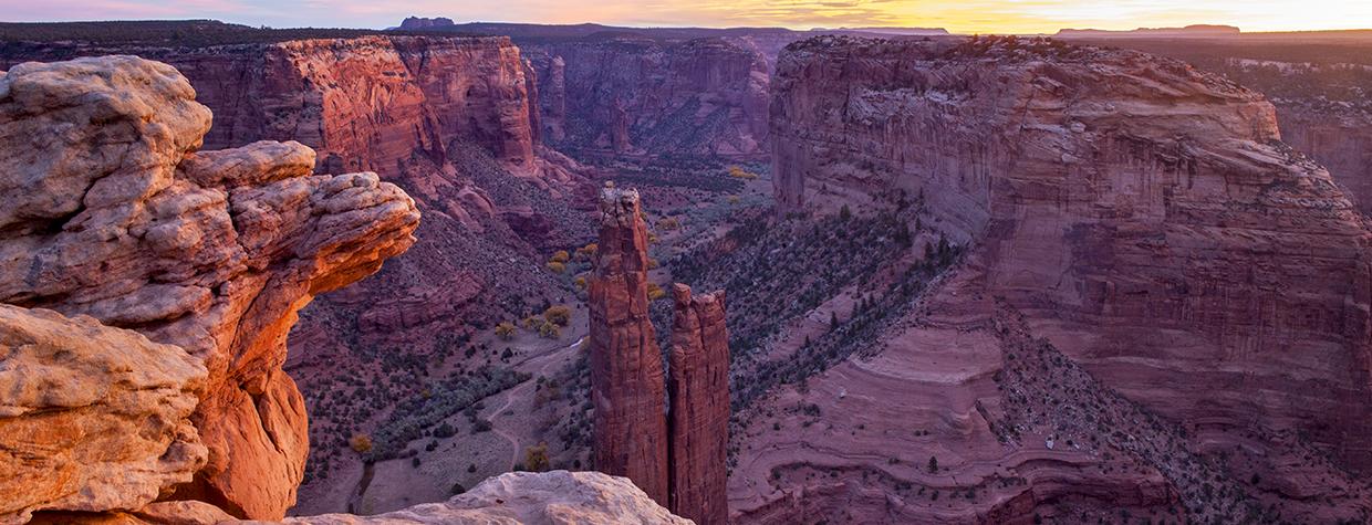 Photograph of Spider Rock in Canyon de Chelly is by Phillip Noll.