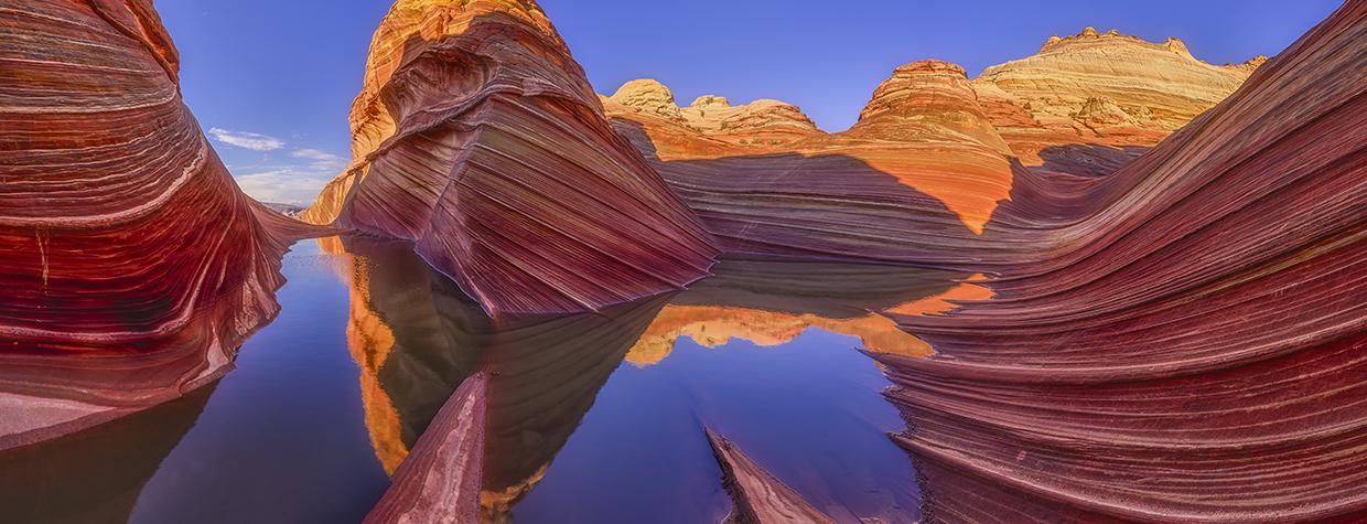This 12-shot stitched panoramic image of the Wave in North Coyote Buttes, near the Arizona state line with Utah, was captured by Shane McDermott