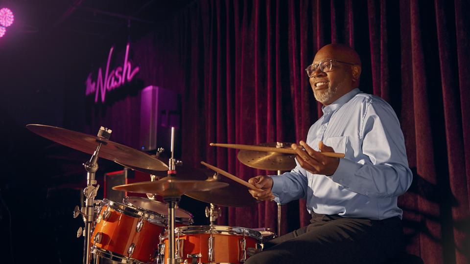 Photograph of Lewis Nash playing the drums by Thomas Ingersoll