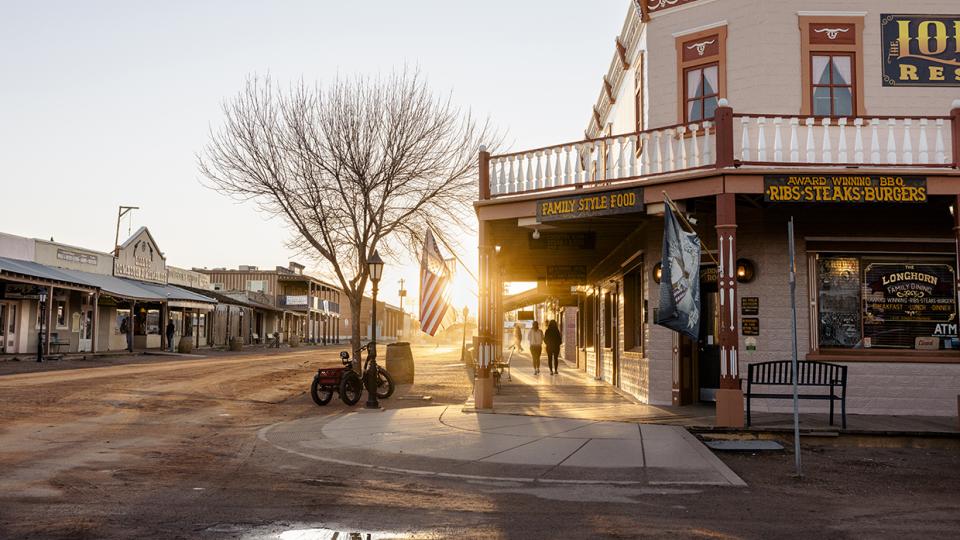 The sun rises on historic Allen Street in Tombstone, a Wild West icon known as “The Town Too Tough to Die.” | Jill Richards 