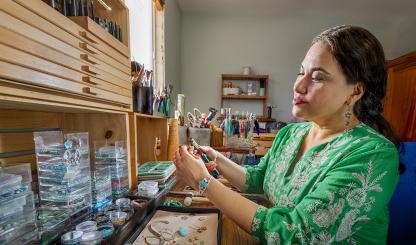 Celeste Mills of Cactus Bloom Design creates pieces by hand in her Tucson studio. | Steven Meckler