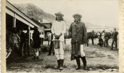Chiricahua Apache warrior Geronimo (right) with Cochise’s son, Naiche, at Fort Bowie on September 15, 1886. The location of Geronimo’s surrender is commemorated at the Geronimo Surrender Monument in Cochise County. | Arizona Historical Society