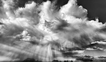 This black-and-white photograph of a cloudburst over Monument Valley by Jim Shoemaker is the Grand Prize winner in the 18th Annual Arizona Highways Online Photo Contest.