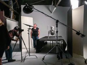Studio photo shoot with giant ant model. Photo by Joseph Boldt.
