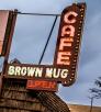 The iconic sign at the Brown Mug Cafe in Winslow.