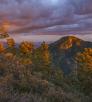 Sunlight breaks through monsoon clouds seen from Carr Peak in the Huachuca Mountains of southern Arizona. By Laurence Parent