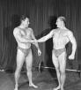 Bert Goodrich (left) greets another “Mr. America,” Alan Stephan, in Los Angeles in 1946. | UCLA CHARLES E. YOUNG RESEARCH LIBRARY