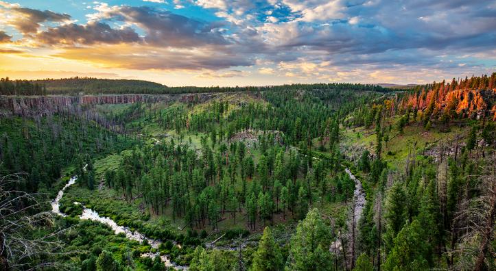 Sunset view of a large bend in the Black River