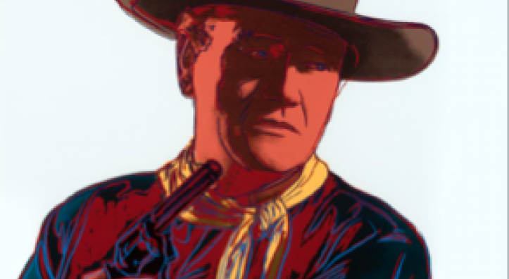 A graphic image shows Andy Warhol's screenprint of John Wayne