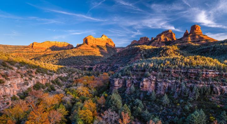  Autumn color mingles with Red Rock Country sandstone in a lower section of Oak Creek Canyon. By Guy Schmickle