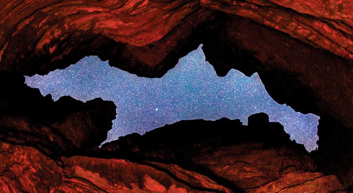 Night sky viewed through narrow walls of a slo canyon along the Colorado River in the GrandCanyon. By Dawn Kish
