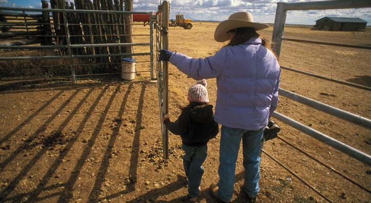 Victoria Howell Westlake leads her daughter, Katherine, out of the gate after a long day of work at the Tin House Ranch location. By Peter Schwepker