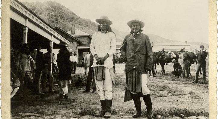 Chiricahua Apache warrior Geronimo (right) with Cochise’s son, Naiche, at Fort Bowie on September 15, 1886. The location of Geronimo’s surrender is commemorated at the Geronimo Surrender Monument in Cochise County. | Arizona Historical Society