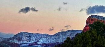 Snow dusts Sedona's red rocks. 