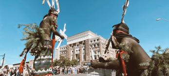 Crown dancers perform at the Apache Jii Festival in Globe, AZ