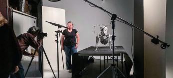Studio photo shoot with giant ant model. Photo by Joseph Boldt.