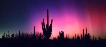 Sean Parker happened to be leading a Milky Way photography workshop near San Manuel, northeast of Tucson, the night the aurora borealis appeared in Arizona. He made this photo at about 1 a.m.