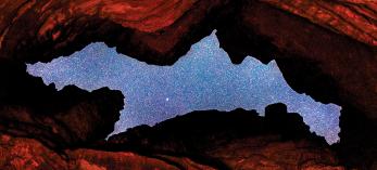 Night sky viewed through narrow walls of a slo canyon along the Colorado River in the GrandCanyon. By Dawn Kish