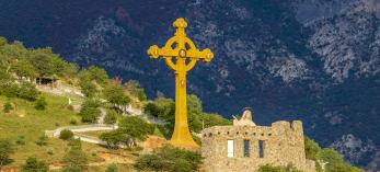 Our Lady of the Sierras includes a 75-foot-high Celtic cross on its grounds in the Huachuca Mountains. By Jeff Maltzman