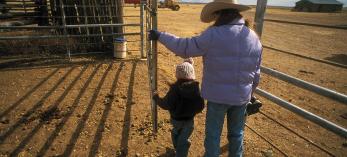 Victoria Howell Westlake leads her daughter, Katherine, out of the gate after a long day of work at the Tin House Ranch location. By Peter Schwepker