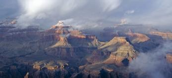 A winter storm dusts the Grand Canyon’s higher elevations with a layer of snow. National Park Service photo by Michael Quinn