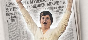 Evangelist Aimee Semple McPherson made news around the  world when she reappeared after her purported 1926 kidnapping — but nowhere more so than in Douglas, where her re-emergence  set off a media frenzy. | LIBRARY OF CONGRESS/PHOTO ILLUSTRATION BY KEITH WHITNEY