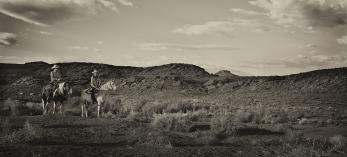 Casey Murph (left) and Jones Benally go riding on the HRY Ranch, west of Holbrook. | Scott Baxter